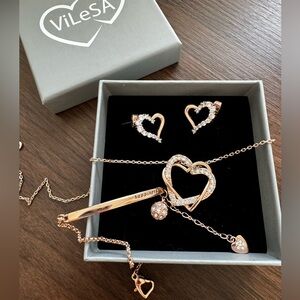 Rose gold set - earrings, bracelet and necklace